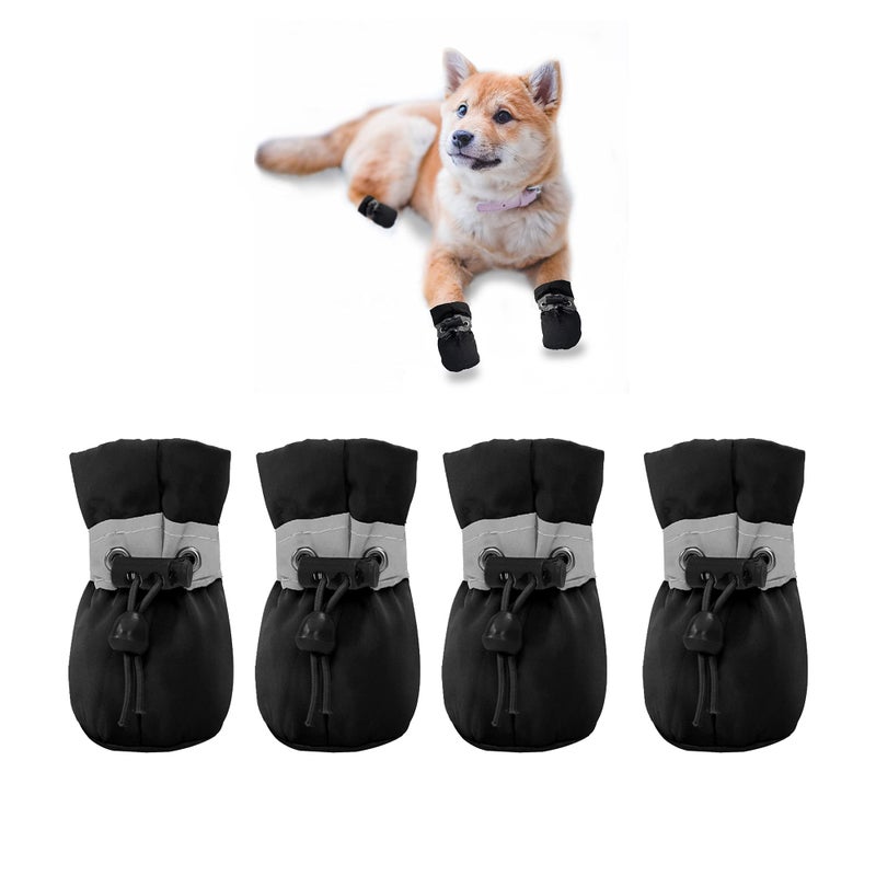 YAODHAOD Dog Shoes for Small Dogs, Puppy Dog Boots & Paw Protector for Winter Snowy Days, Anti-Slip Sole Dog Booties for Indoor Hardwood Floor 4PCS (Black,Size: 2) - Image 1